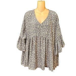 Celeste Floral V-Neck Ruffle Sleeve‎ Top